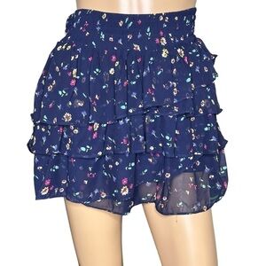 American Eagle navy floral ruffle skirt, medium